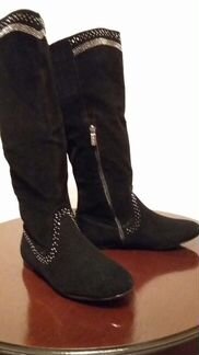 Замшевые сапоги по колено