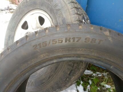 Шины kumho 215/55/17 фактически новые