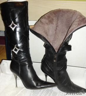 Продам б/у зимние сапоги из нат. кожи, 36 размер