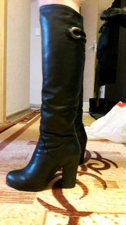 Кожаные зимние сапоги