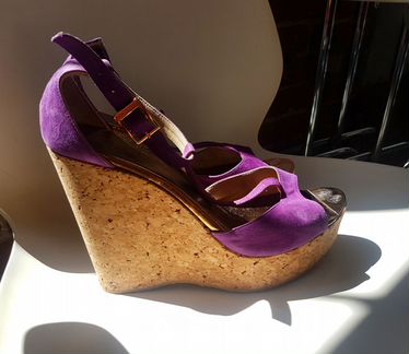 Босоножки Jimmy Choo на пробковой танкетке, 40 р-р