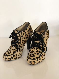 Ботильоны Topshop с леопардовые с мехом пони, 37р