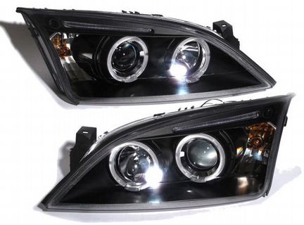 Фары Форд Мондео 2000-2007 ангельские глазки черн