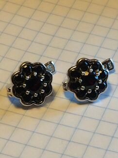 Серьги серебро с чешскими гранатами