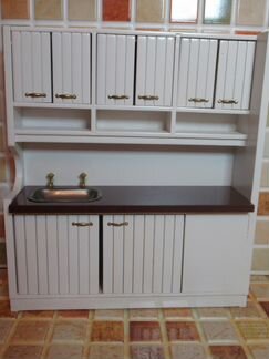 Мебель для кухни кукольного домика 1к12 Стильная