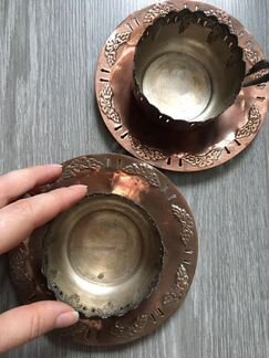 Блюдца и подстаканники Медь винтаж