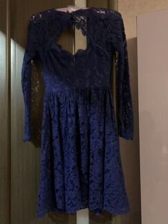 Синее кружевное платье Lost ink