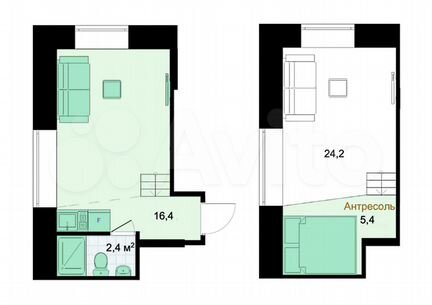 Апартаменты-студия, 24.2 м², 1/15 эт.