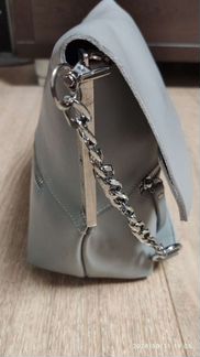 Сумка натуральная кожа, серая