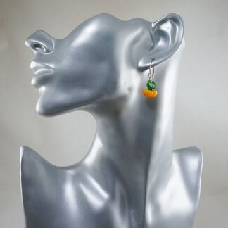 Серьги асимметричные Тыква и Перчик рыжие