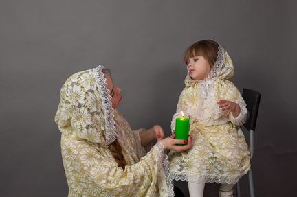 Венчальная накидка белая с золотым