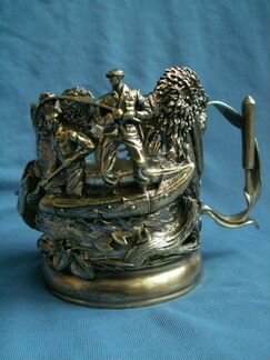 Подстаканник Рыбалка. Бронза. Литьё.Россия