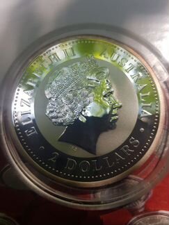 Австралия кукабарра 2 доллара 2007,Ag 2 oz,редкая