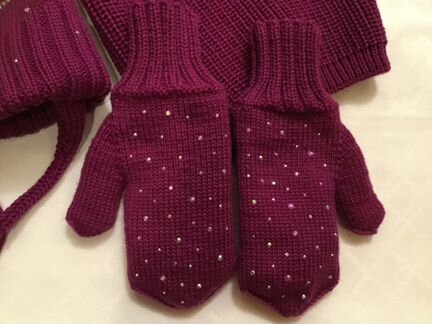 Комплект шапка, снуд, варежки