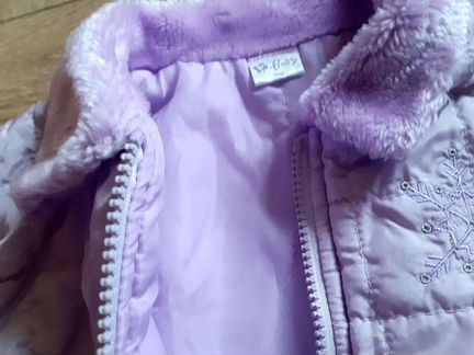 Куртка для девочки 18 мес сиреневая с меховой опуш