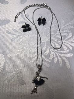 Кулон на цепочке и серьги (балерина) подарок балет