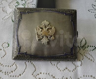 Серебряный портсигар с гербом Российской империи