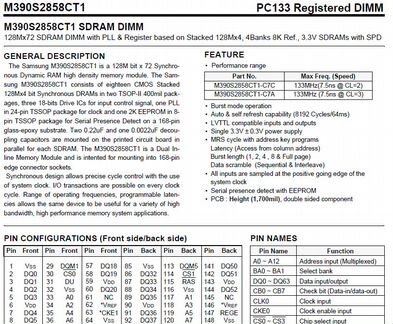 4*1GB для сервера ECC REG dimm sdram