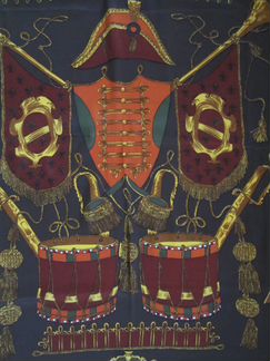 Платок шелк коричневый с Гусарским барабаном