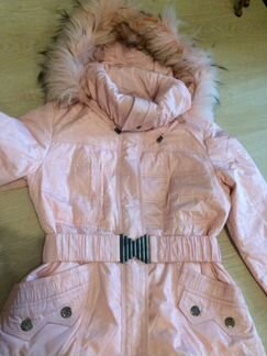 Новое. Розовое очень теплое пальто 158-164