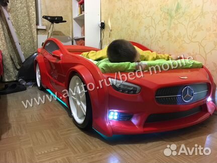 Кровать EVO Мерседес красный с подсветкой