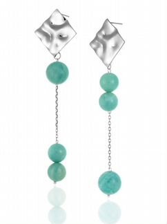 Серьги асимметричные из голубого амазонита