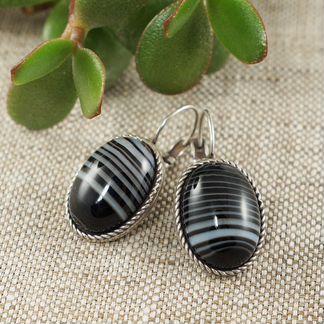 Серьги Агат черный 