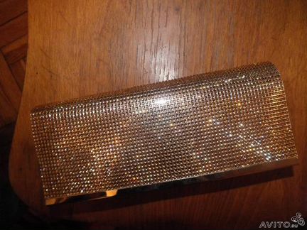 Сумочка стразы золото клатч