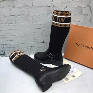 Ботфорты сапоги высокие черные коричневые луи витт