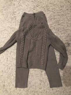 Кашемировый костюм кофейного цвета вязанный костюм