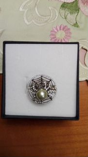 Кольцо Паук серебро и жемчуг Чехия