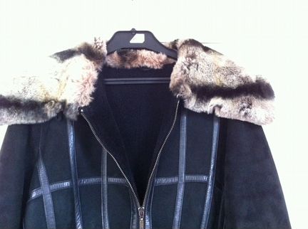 Дубленка черная длинная натуральная Турция