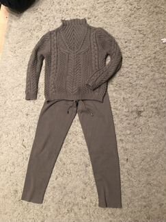 Кашемировый костюм кофейного цвета вязанный костюм