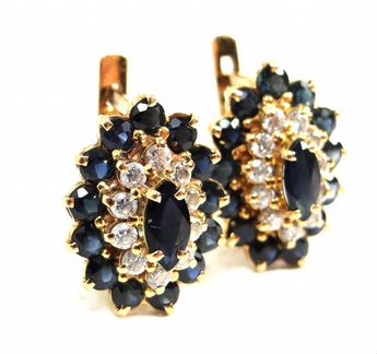 Серьги золотые 585 пробы с цирконами