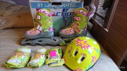 Ролики с защитой для девочки разм.30-33