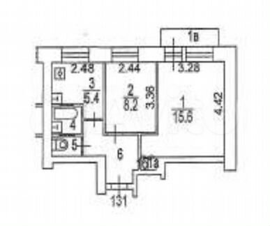 2-к квартира, 36.9 м², 6/9 эт.