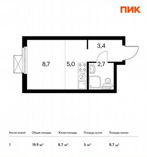 Квартира-студия, 19.9 м², 8/32 эт.