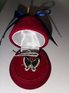 Кольцо бабочка серебро с фианитами