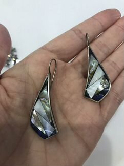 Серьги с натуральными камнями. (Лазурит, перламутр