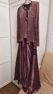 Вечернее платье макси гофре с жакетом цвет мокко р